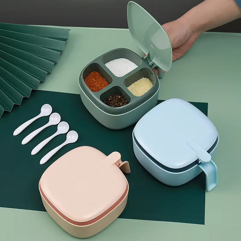 4 in 1 Seasoning Box with Spoon Spice Jar